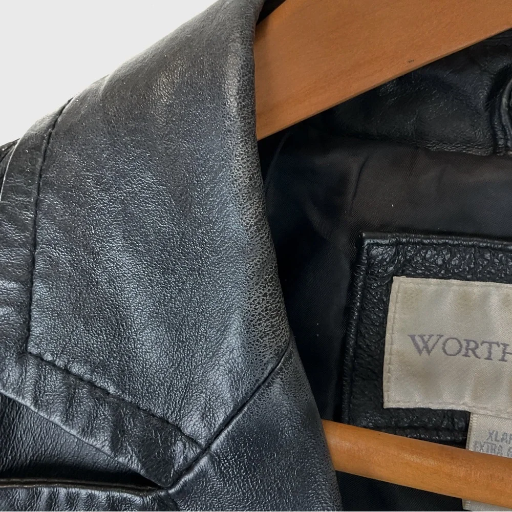 Worthington Vintage Black Leather Blazer - Picture 3 of 8